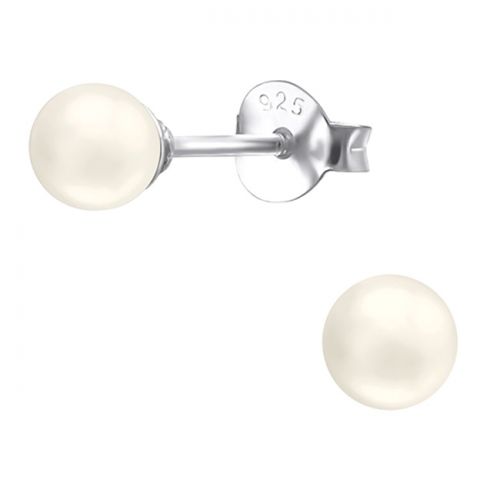 Pienet Helmi Korvakorut Hopea 3 mm ja 4 mm Cream Pearl.