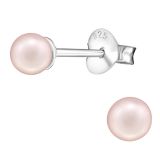 Pienet Helmi Korvakorut Hopea 4 mm Pink.