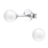 Pienet Helmi Korvakorut Hopea 4 mm White Pearl.