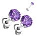 Pienet Korvakorut 3 mm ja 4 mm Tanzanite Round CZ.