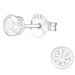 Pienet Korvakorut Hopea 3 mm ja 4 mm Round Clear CZ Ear Studs.
