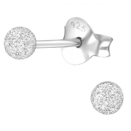 Pienet Korvakorut Hopea 3 mm Silver Ball Diamond Dust.
