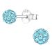 Pienet Korvakorut Hopea 3 mm ja 4 mm Aqua Crystal Ball.