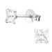 Pienet Korvakorut Hopea 4 mm Square Clear CZ.
