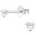 Pienet Sydän Korvakorut Hopea 3 mm Clear CZ.