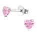 Pienet Sydän Korvakorut Hopea 4 mm Pink CZ.
