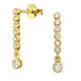 Pitkät Korvakorut Hopea Gold Round Dangling Ball Cubic Zirconia.