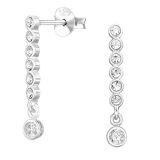 Pitkät Korvakorut Hopea Round Dangling Ball Cubic Zirconia.