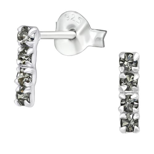 Pitkät Korvakorut Hopea Silver Bar Black Diamond.