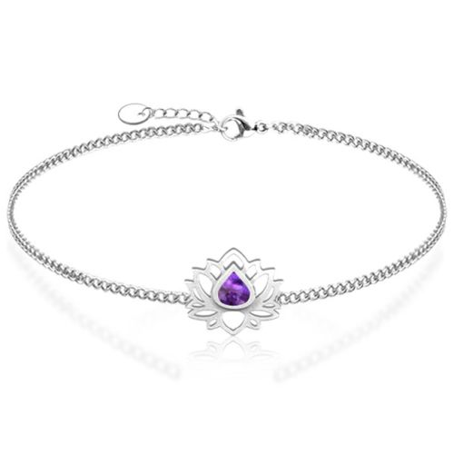 Rannekoru Naiselle Teräs Amethyst Lotus.