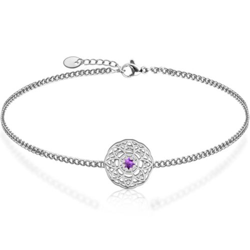 Rannekoru Naiselle Teräs Amethyst Ornament Mandala.