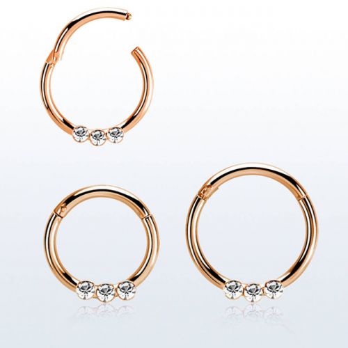 Septum Rosegold Rengas Kivellä Hinged Segment Ring 1,2 mm