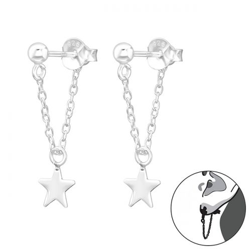 Roikkuvat Korvakorut Hopea 3 mm Ball And Star.