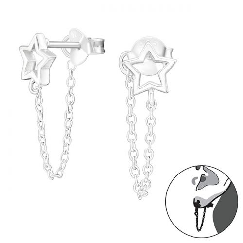 Roikkuvat Korvakorut 6 mm Star And Chain.