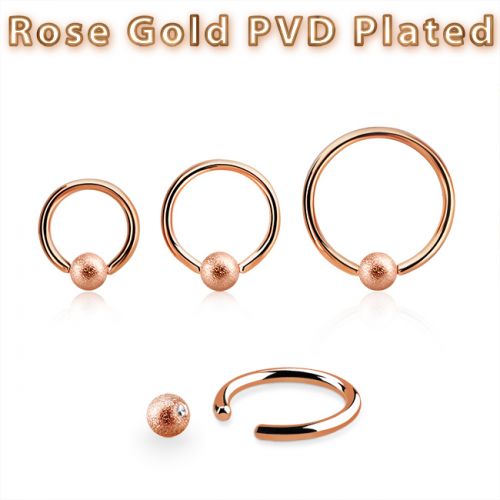 Rengas BCR 1,2 mm Rosegold Frosted Ball