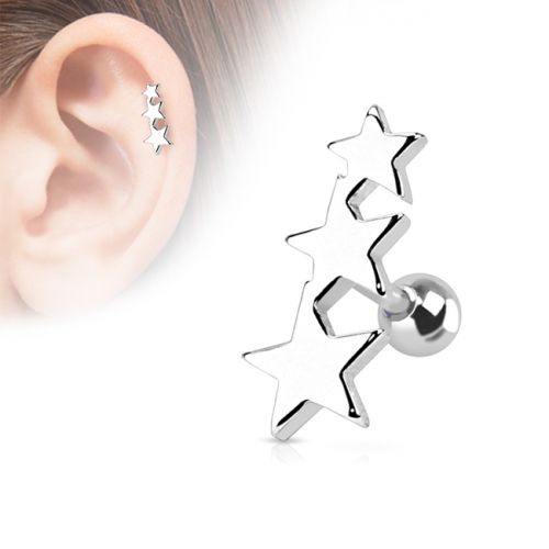 Rustokoru "Steel Three Stars Tragus Piercing"