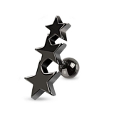 Rustokoru "BlackSteel Three Stars Tragus Piercing"