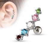 Rustokoru "Journey Curve 5 Gems Tragus Rainbow"