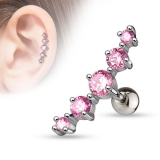 Rustokoru "Journey Curve 5 Gems Tragus Pink"