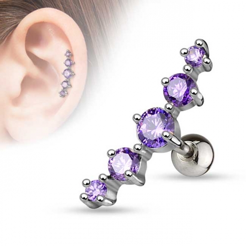 Rustokoru "Journey Curve 5 Gems Tragus Purple" 