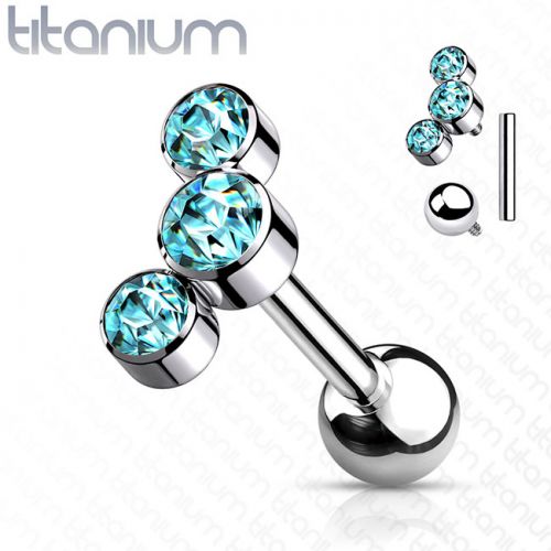 Titaani Rustokoru "3-Bezel Set Round Austrian Aqua Top"