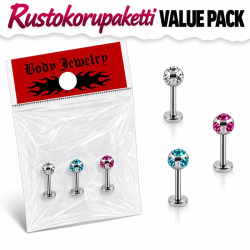 Rustokorupaketti 3 kpl Multi Jewel Ball 4 mm.
