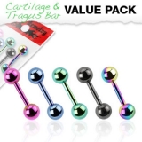 5 kpl Rustokorupaketti "Color Tragus Bar Stainless Steel"