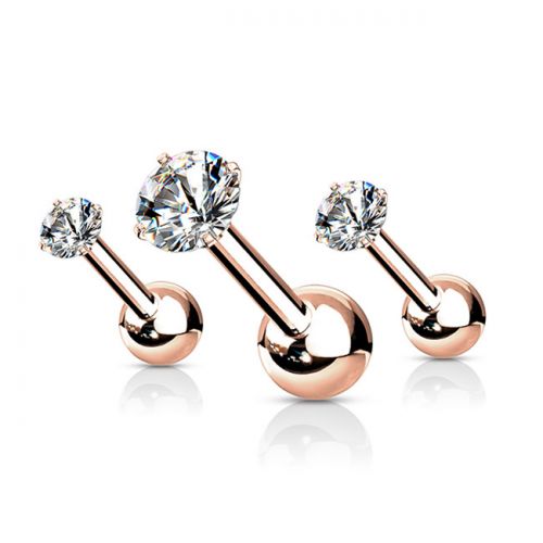 Rustokorupaketti 3 kpl Rustokoru "Rosegold Prong Set CZ Top" 