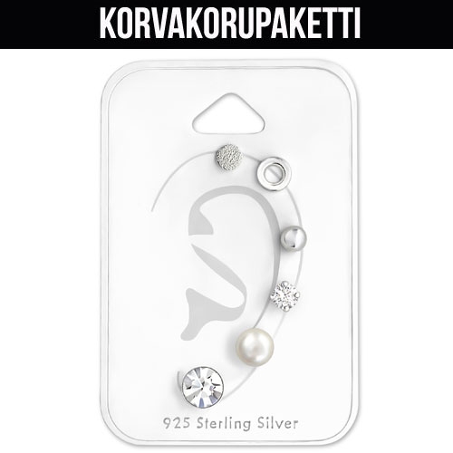 Rustokorvakoru 6 kpl "Silver Mixed Ear Stud Set"   