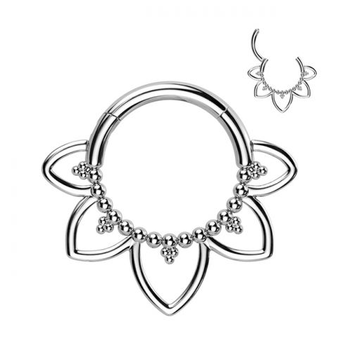 Septum Rengas Saranalla Titaani Heart Filigree. Väri: Teräs.