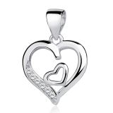 Sydän Kaulakoru Hopeaketjulla Double Heart White CZ.