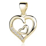 Sydän Kaulakoru Hopeaketjulla Gold Double Heart White CZ.