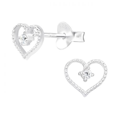 Sydän Korvakorut Hopea Heart Cubic Zirconia.