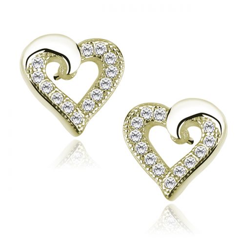 Sydän Korvakorut Hopea Microsetting Gold Heart Earrings.