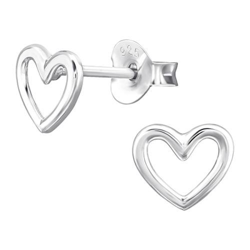 Sydän Korvakorut Hopea Silver Ear Studs.