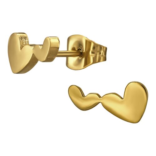 Sydän Korvakorut Teräs Double Connected Heart Gold.