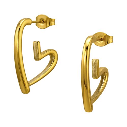 Sydän Korvakorut Teräs Gold Open Frame Heart.