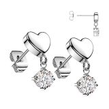 Sydän Korvakorut Teräs Prong Set CZ Dangle.