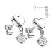 Sydän Korvakorut Teräs Prong Set CZ Dangle. Väri: Teräs.