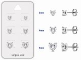 Teräs Korvakorut Clear Prong Set Heart Cubic Zirconia Korvakorupaketti 3 Paria.