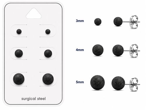 Teräs Korvakorut Frosted Blacksteel Korvakorupaketti 3 Paria.