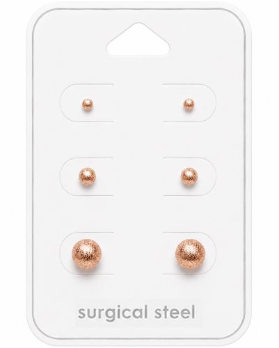 Teräs Korvakorut Frosted Rosegold Korvakorupaketti 3 Paria.