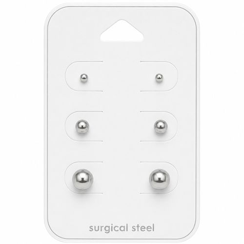 Teräs Korvakorut High Polished Korvakorupaketti 3 Paria.