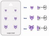 Teräs Korvakorut Lila Prong Set Heart Cubic Zirconia Korvakorupaketti 3 Paria.