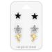 Teräskorvakorut 3 paria Black Star / Silver Star / Northern Star.