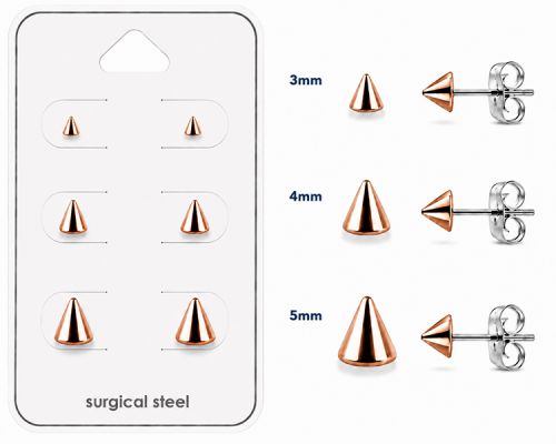 Teräs Korvakorut Spike Rosegold Korvakorupaketti 3 Paria.
