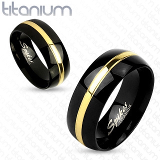 Kihlasormus Titaani Gold Line Couple Ring