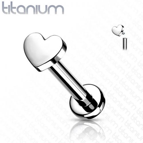 Huulikoru Titaani 1,2 mm "Internally Threaded With Heart Top"