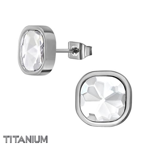 Titaani Korvakorut 10 Square Crystal.