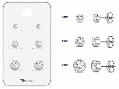 Titaani Korvakorut Bezel Set Cubic Zirconia Korvakorupaketti 3 Paria.